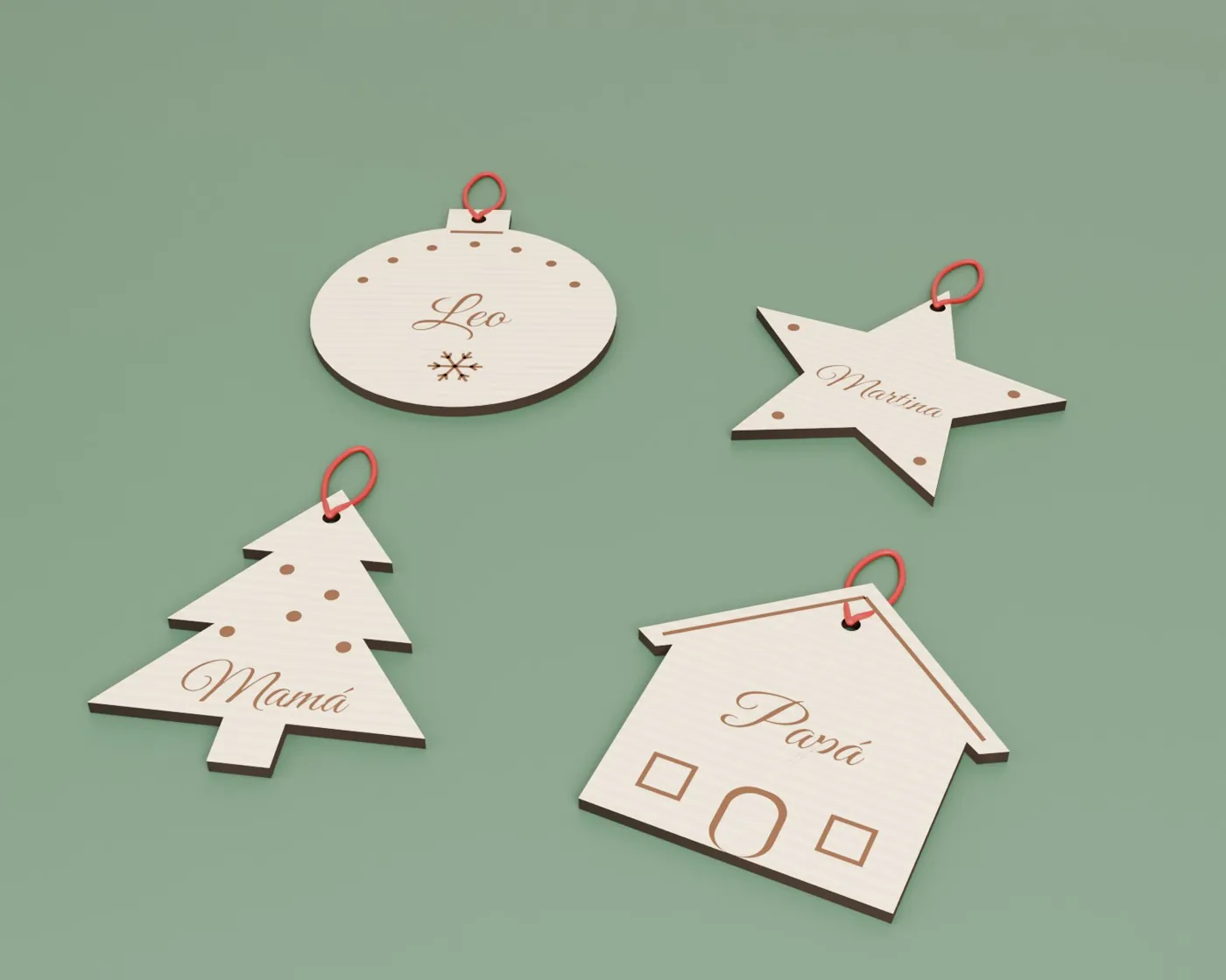 Adornos de Navidad de madera con nombre