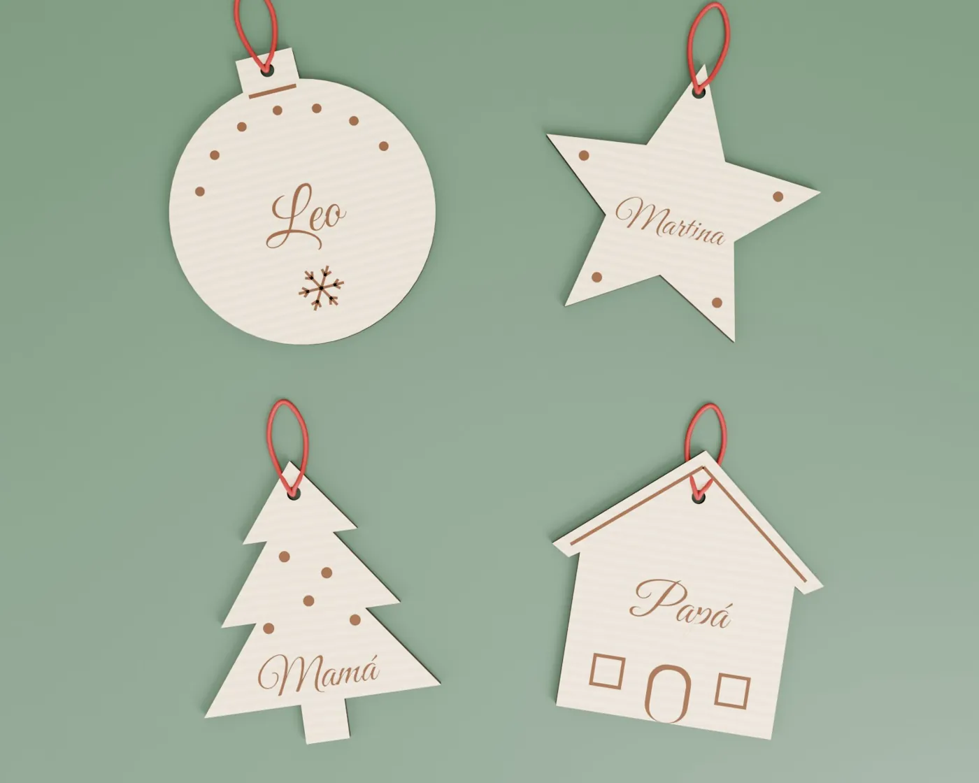 Adornos de Navidad de madera con nombre · Adornos de Navidad de madera con nombre