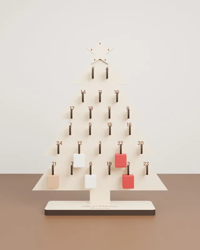 Calendario de adviento de madera con nombre