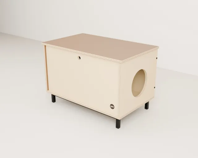 Mueble cubre-arenero de madera · Industrial