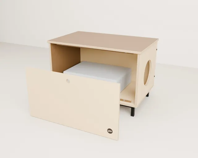Mueble cubre-arenero de madera · Industrial