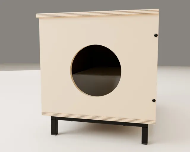 Mueble cubre-arenero de madera · Industrial