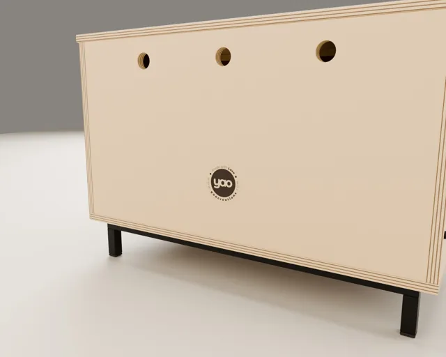 Mueble cubre-arenero de madera · Industrial