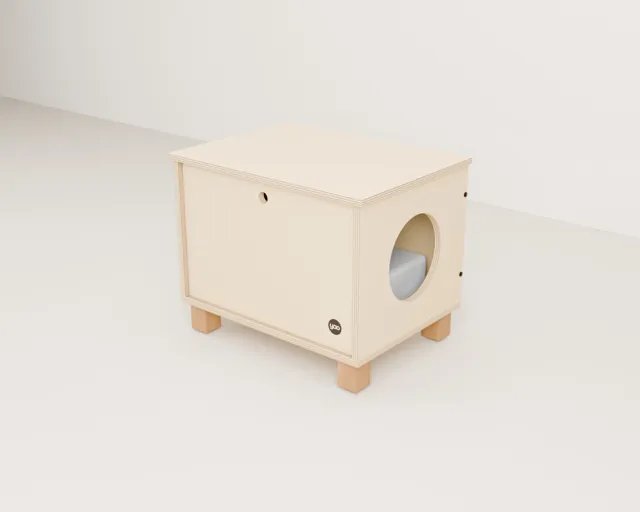 Mueble cubre-arenero de madera