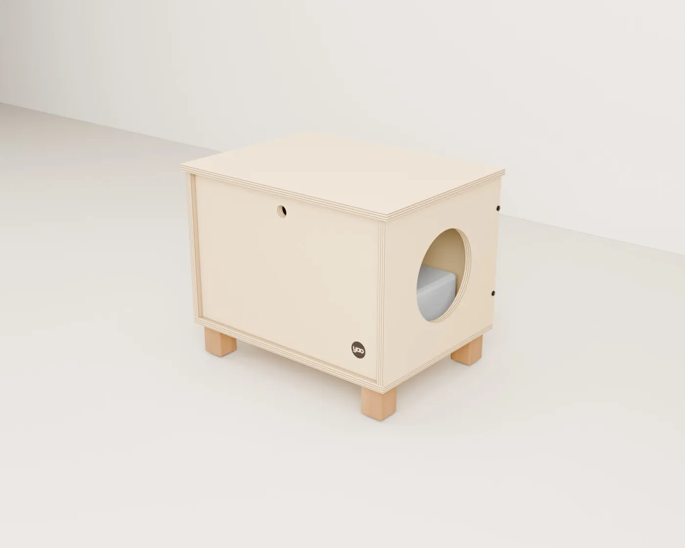 Wooden litter box enclosure · Compact · 62 × 46 × 50 cm