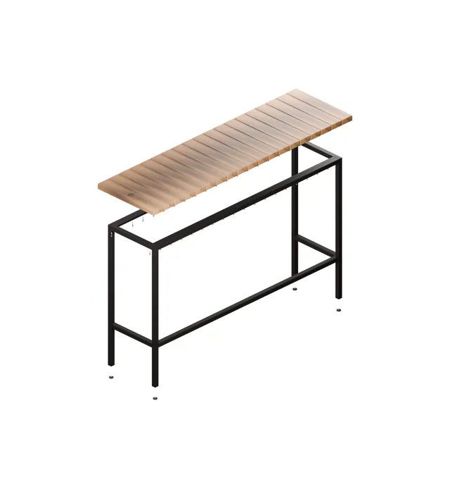 Barra alta de madera · Forja