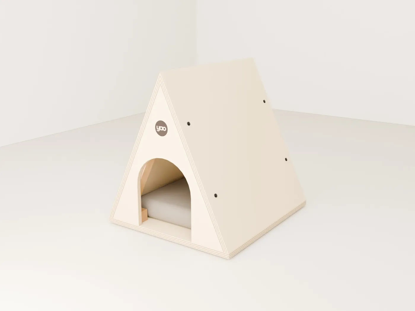 A-frame cat house with cushion