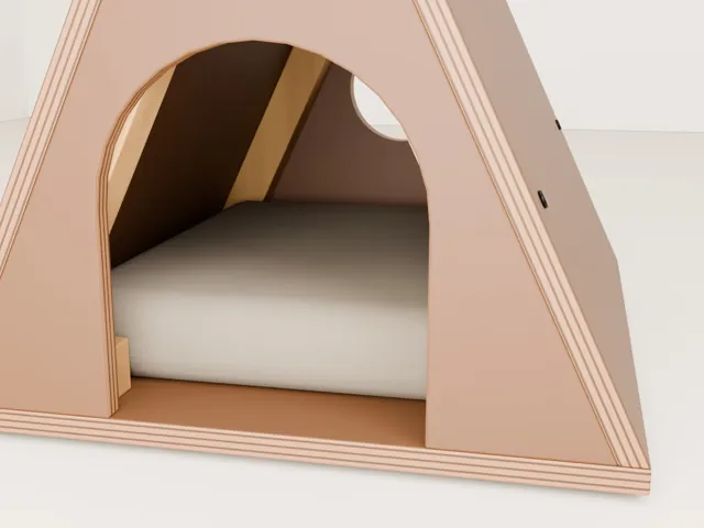 A-frame cat house with cushion · Barn