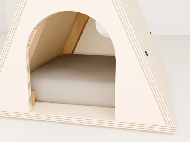 A-frame cat house with cushion