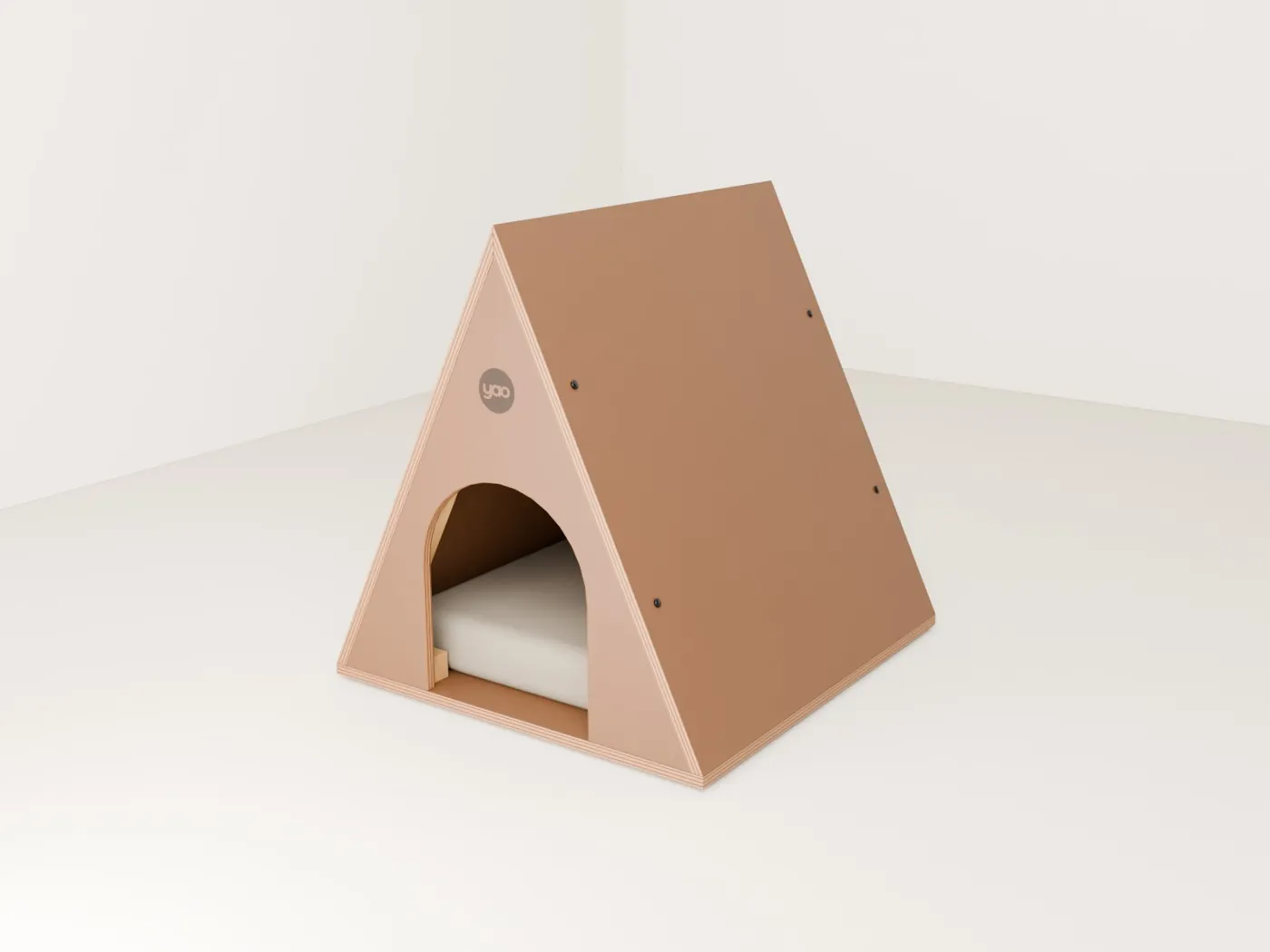 A-frame cat house with cushion · M · 65 × 70 × 70 cm · large cats and dogs up to ≈15 kg