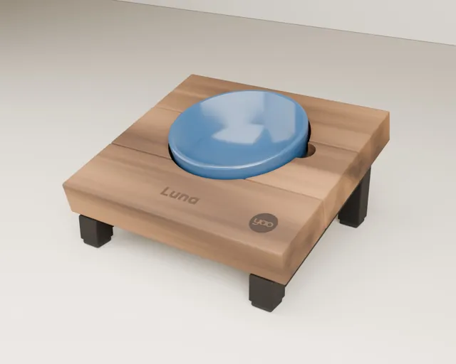 Personalised raised cat bowl stand · Forge
