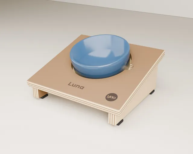 Personalised raised cat bowl stand