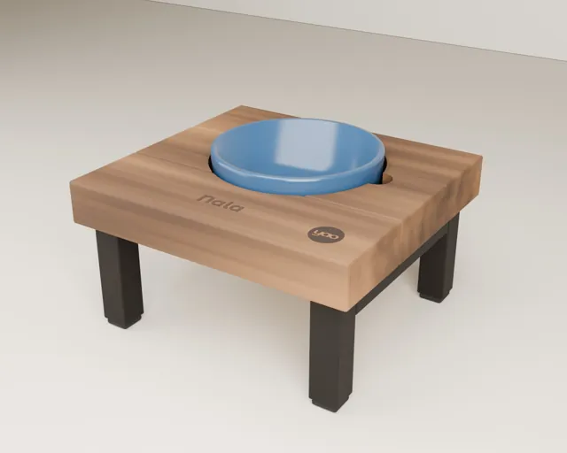 Personalised raised cat bowl stand · Forge