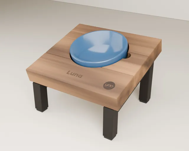 Personalised raised cat bowl stand · Forge
