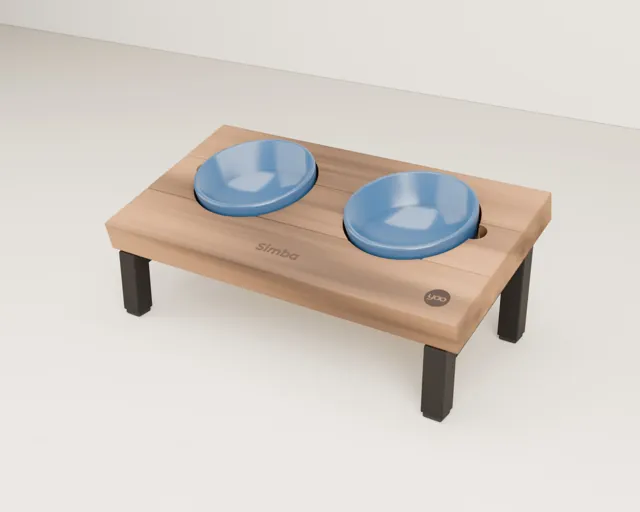 Personalised raised cat bowl stand · Forge