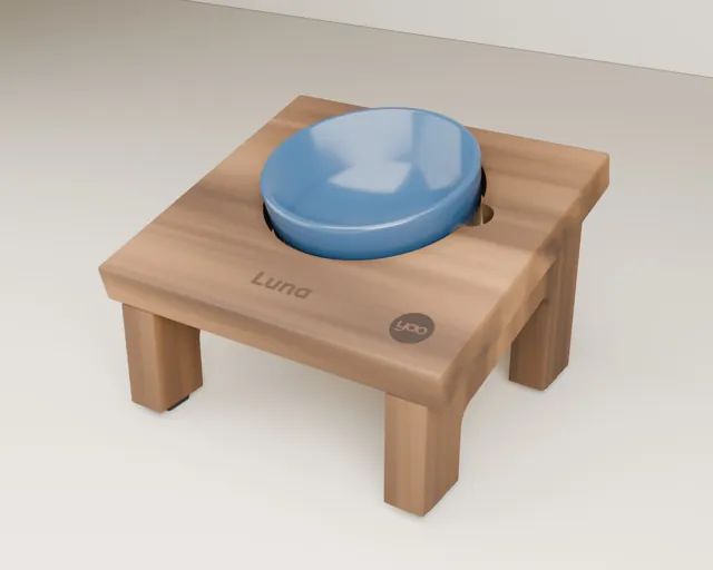 Personalised raised cat bowl stand · Barn