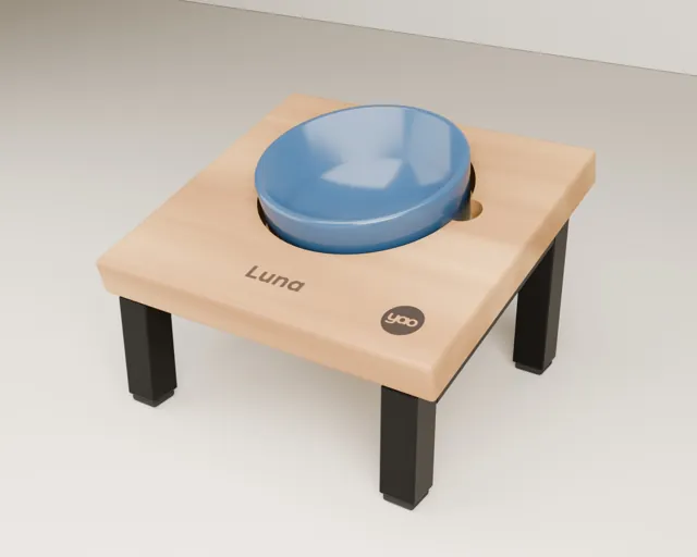Personalised raised cat bowl stand · Industrial