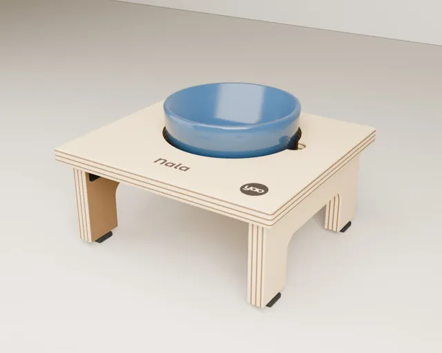 Personalised raised cat bowl stand