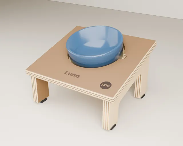 Personalised raised cat bowl stand