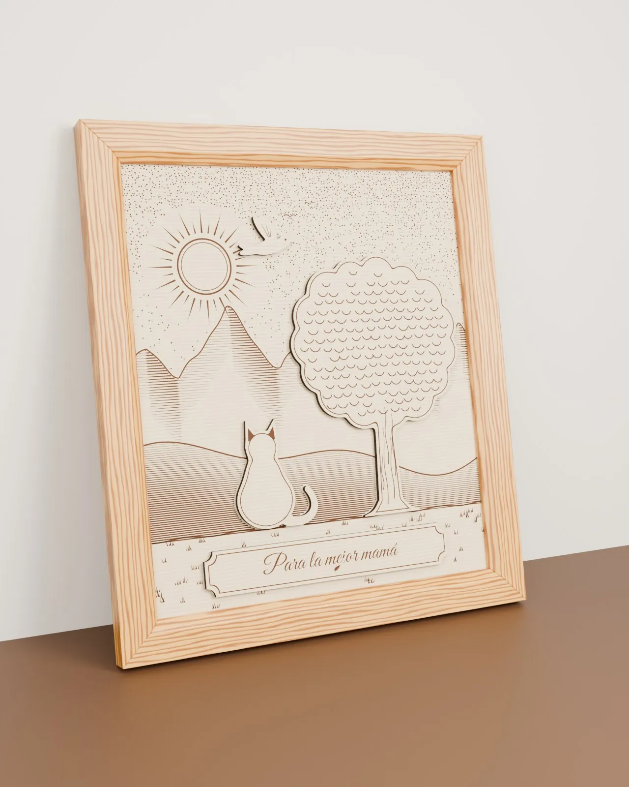 Engraved wooden picture with your image and message