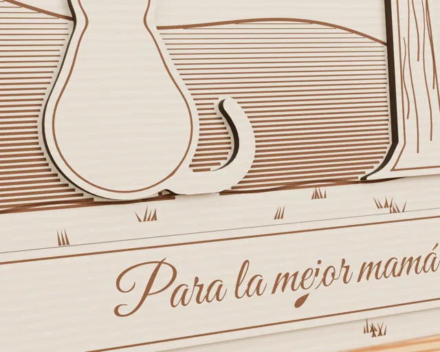 Engraved wooden picture with your image and message