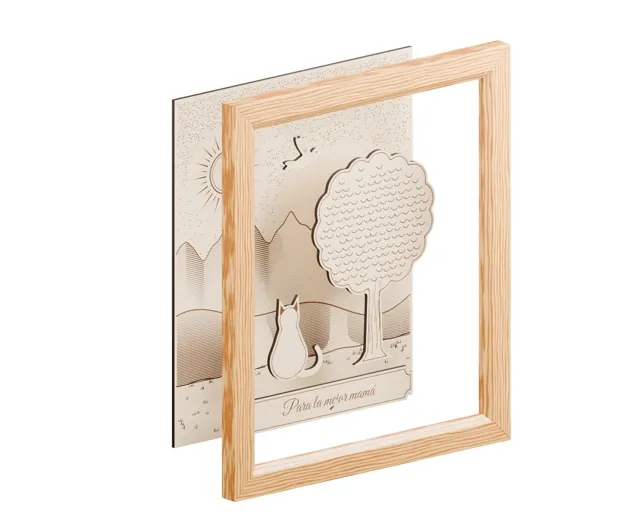 Engraved wooden picture with your image and message