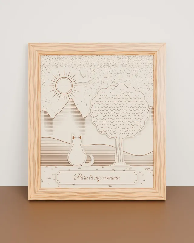 Engraved wooden picture with your image and message