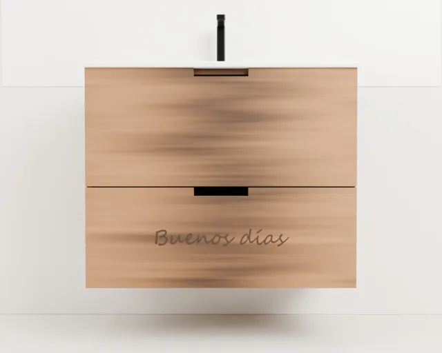 Mueble de lavabo de madera grabado · Granero