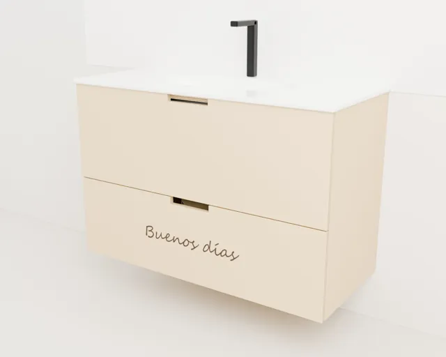 Mueble de lavabo de madera grabado