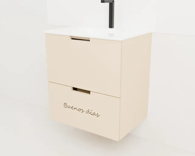 Mueble de lavabo de madera grabado