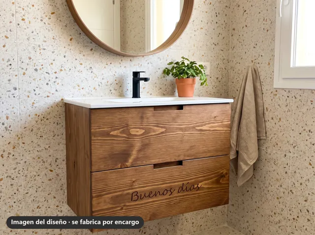 Mueble de lavabo de madera grabado · Granero · imagen del diseño