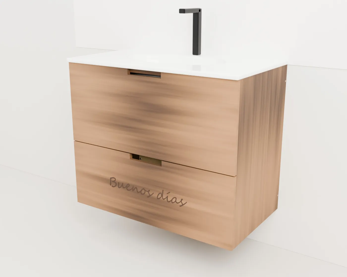 Mueble de lavabo de madera grabado · Granero