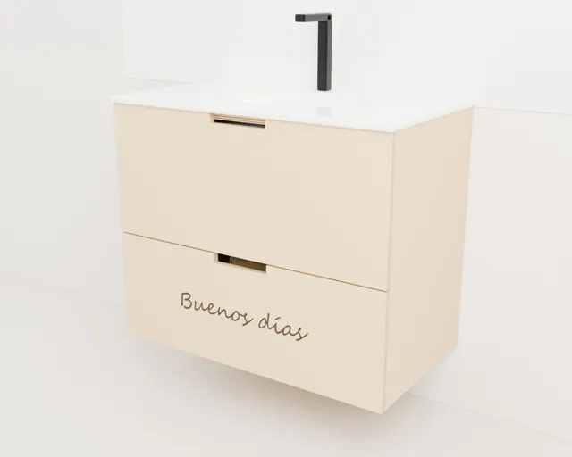 Mueble de lavabo de madera grabado