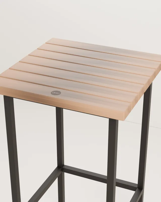 Mesa alta de bar de madera · Forja