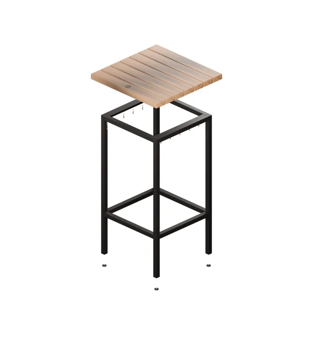 Mesa alta de bar de madera · Forja