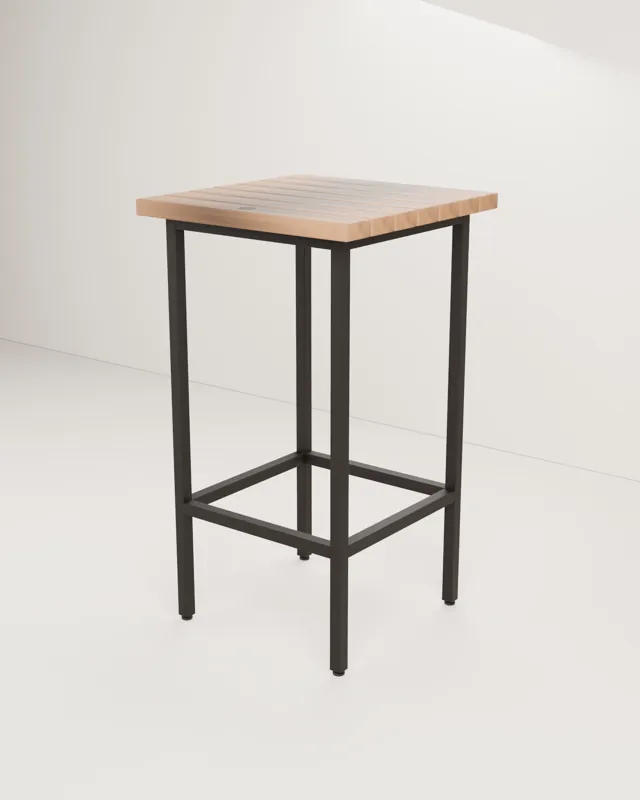 Mesa alta de bar de madera · Forja