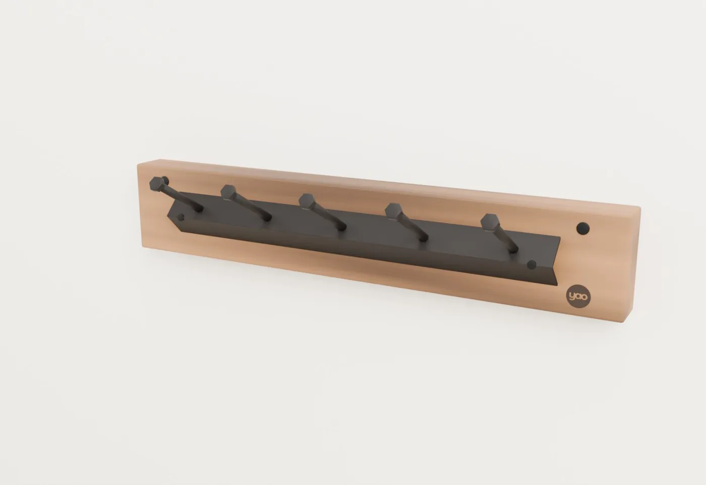 Perchero de pared con ganchos · 50 cm · 5 ganchos