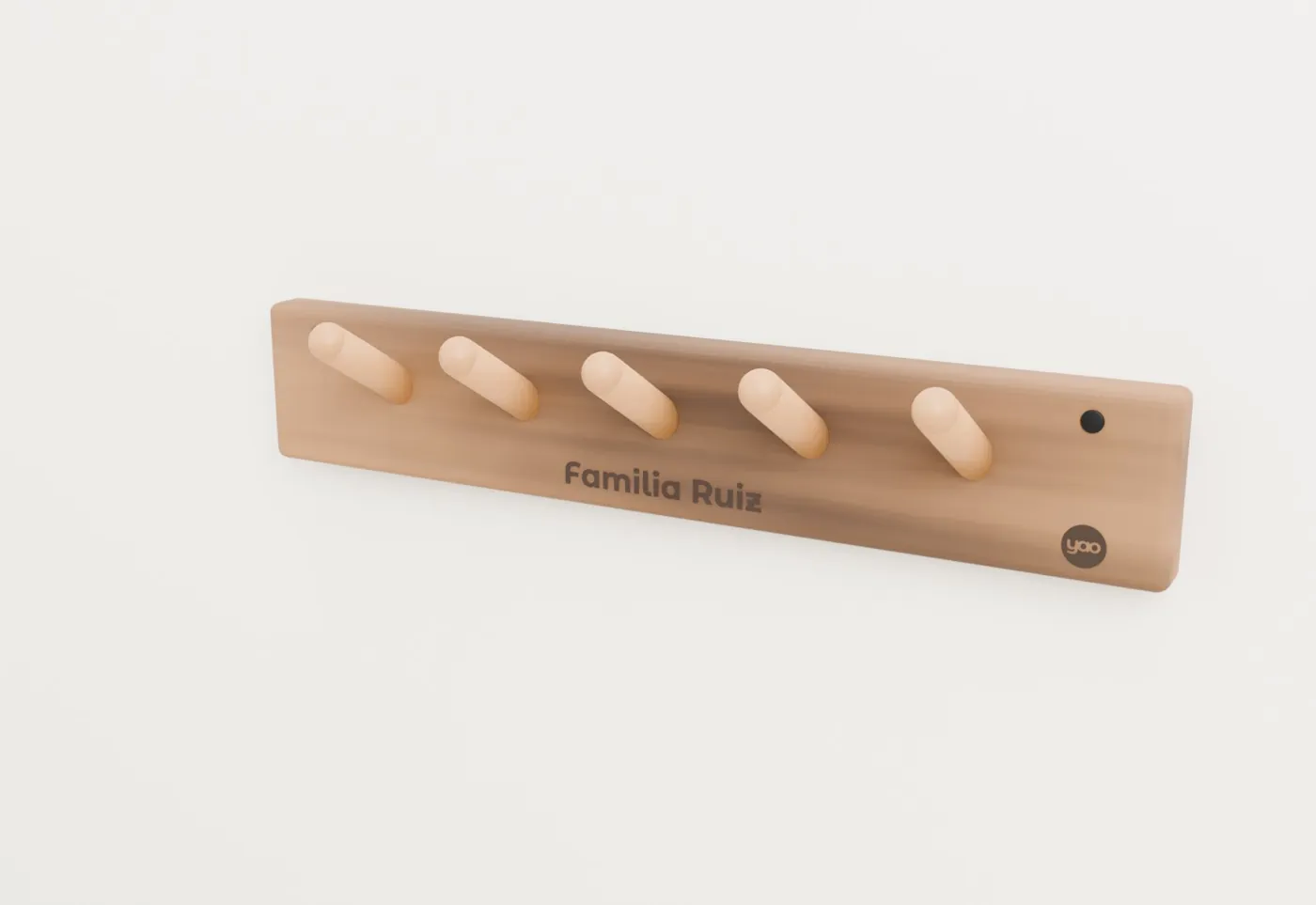 Perchero de pared con ganchos · 50 cm · 5 ganchos · con nombre grabado
