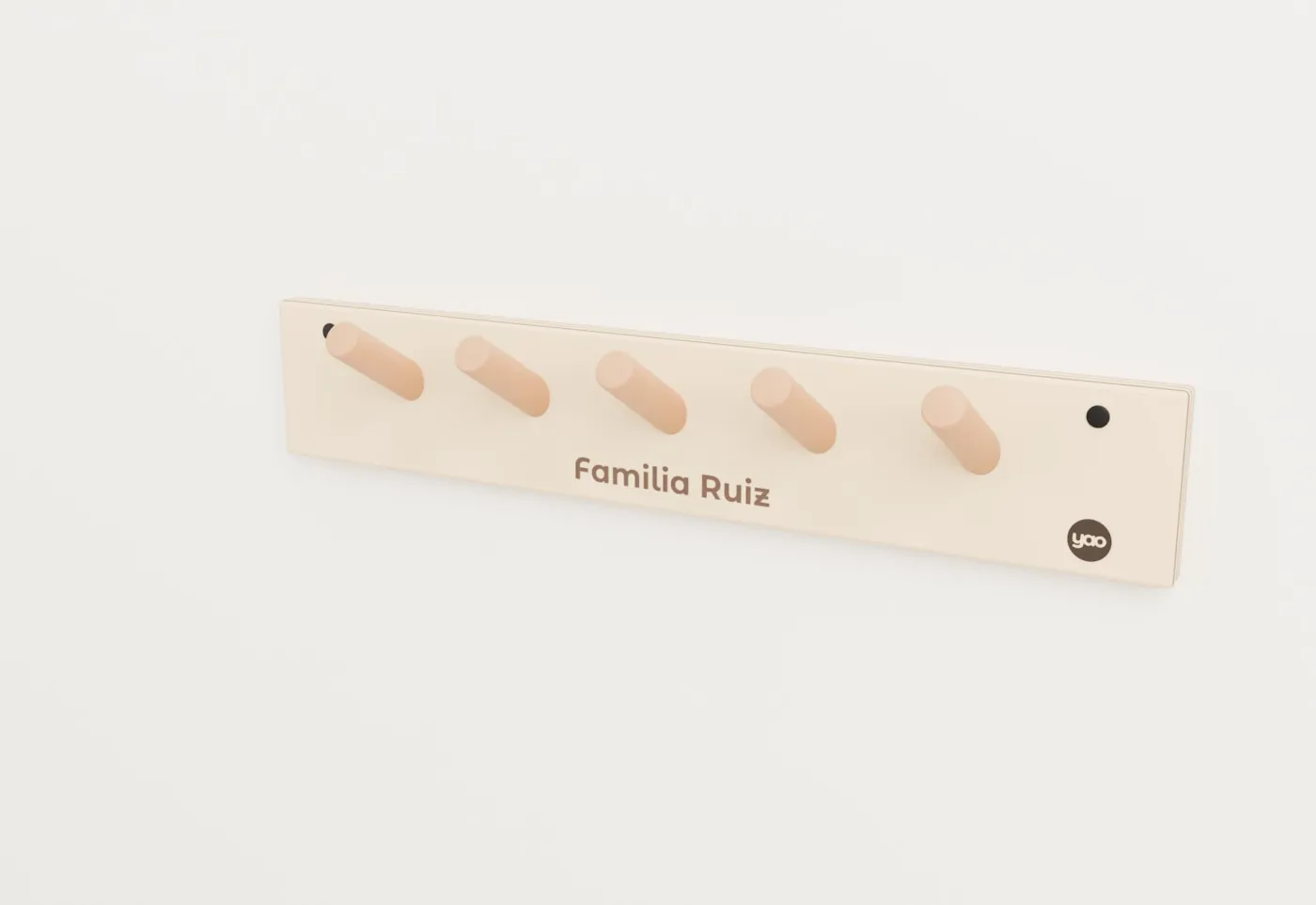 Perchero de pared con ganchos · 50 cm · 5 ganchos · con nombre grabado
