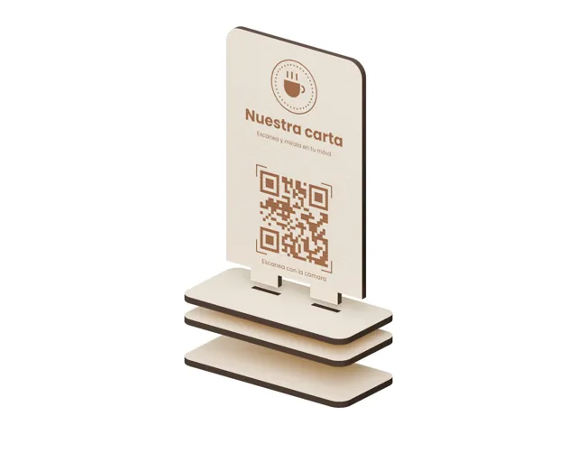 Placa QR de madera para bares y comercios