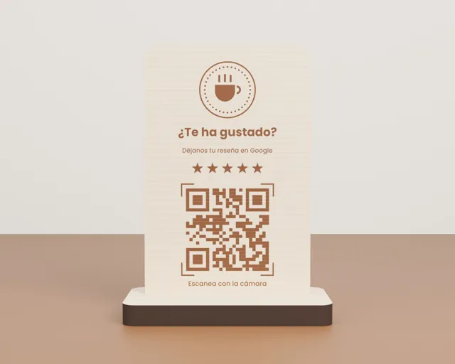 Placa QR de madera para bares y comercios