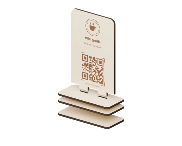 Placa QR de madera para bares y comercios