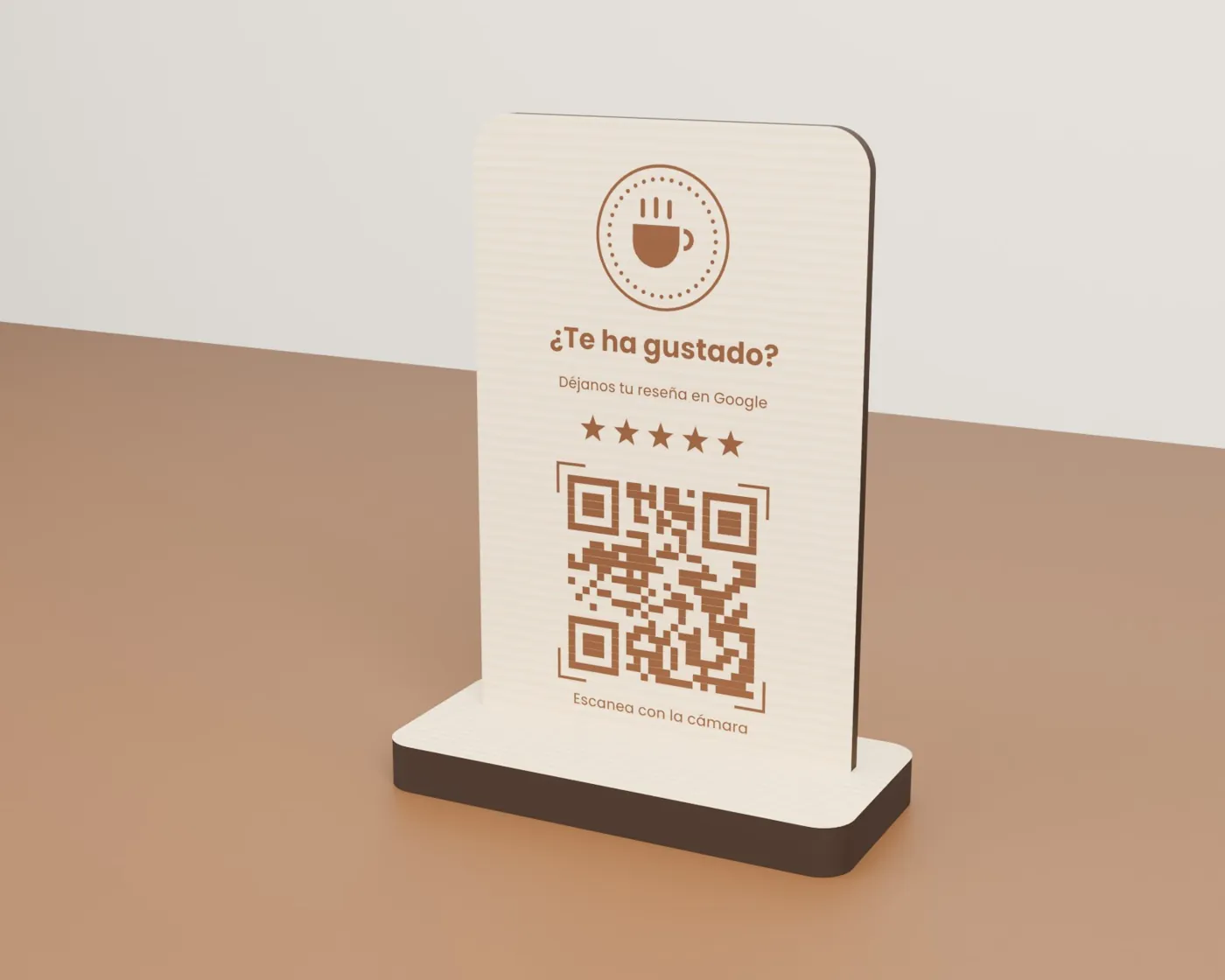 Placa QR de madera para bares y comercios