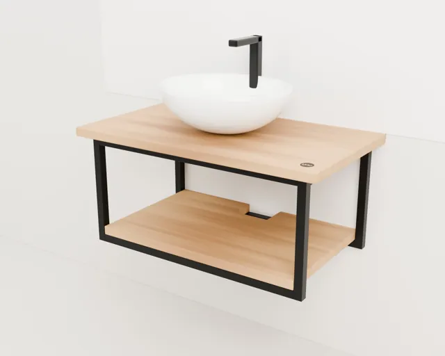 Muebles de baño: encimera, espejo, banco y estante · Industrial