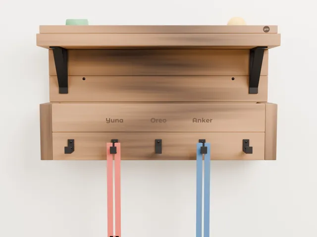 Dog leash holder with shelf · Forge