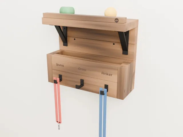 Dog leash holder with shelf · Forge