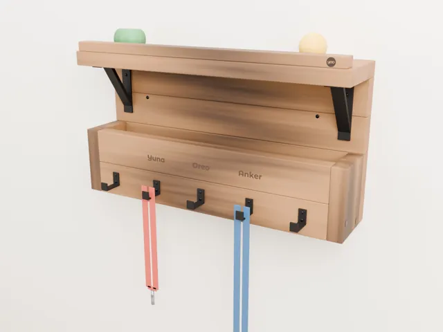 Recibidor de correas con balda y caja · Forja
