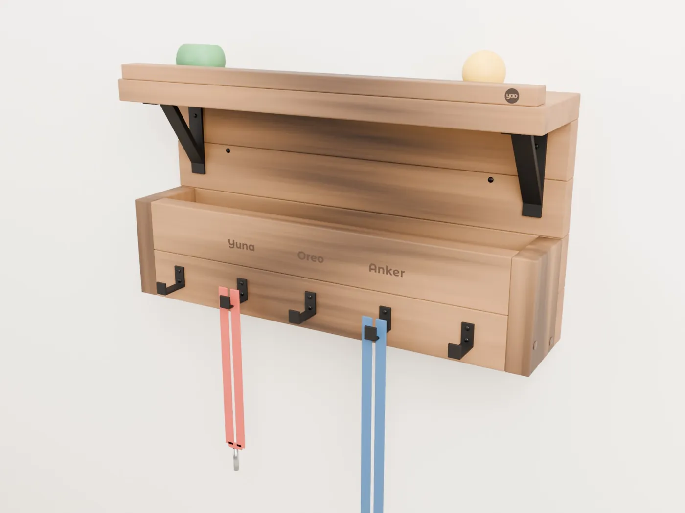Dog leash holder with shelf · Forge