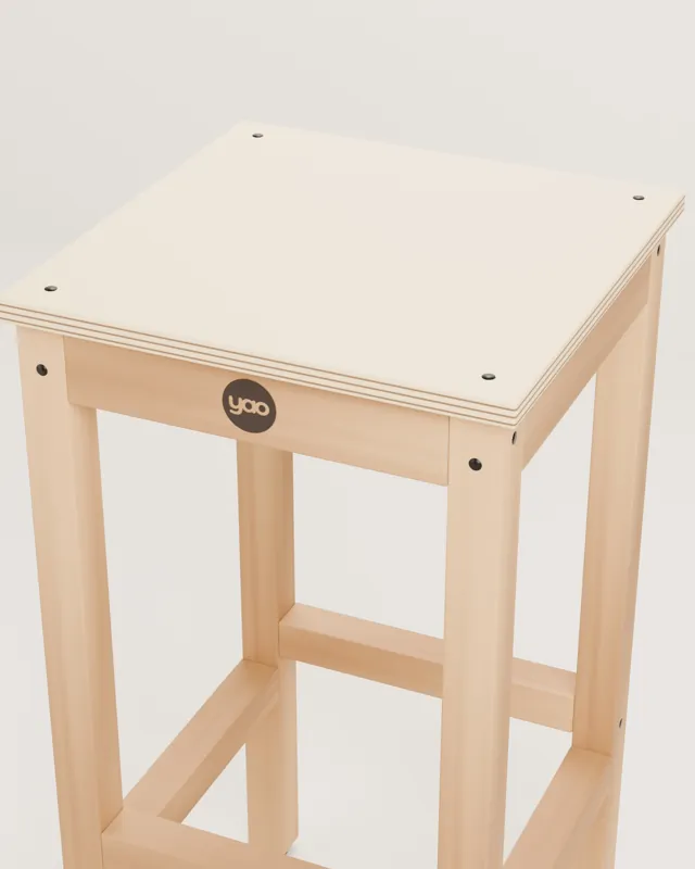 Taburete alto industrial de madera
