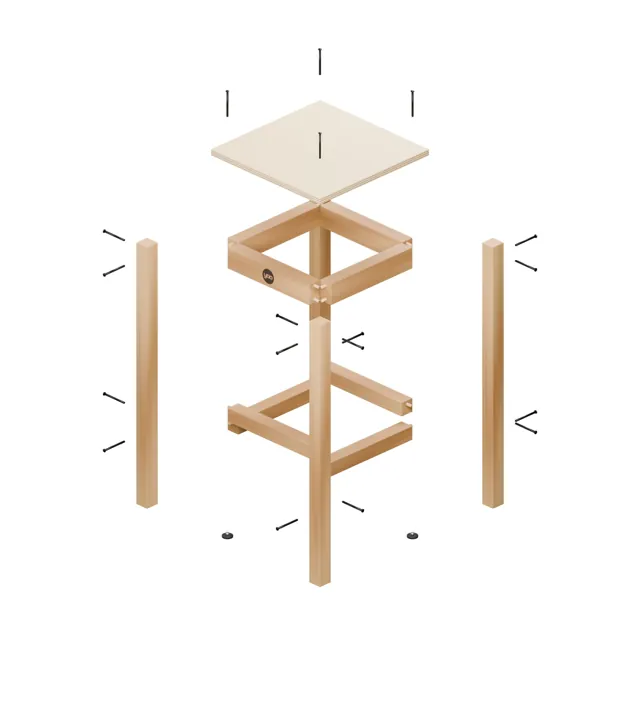 Taburete alto industrial de madera